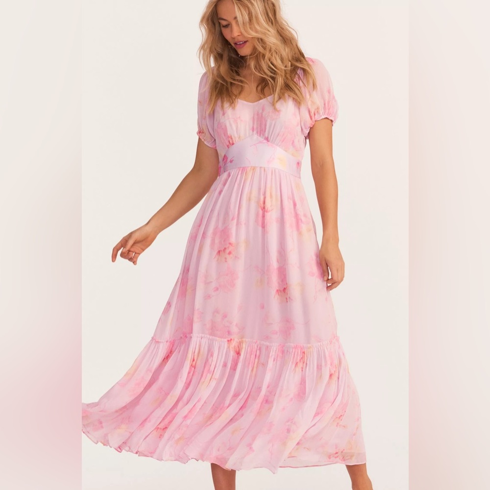 NWT Loveshackfancy Angie Dress Summer Morning pink floral midi